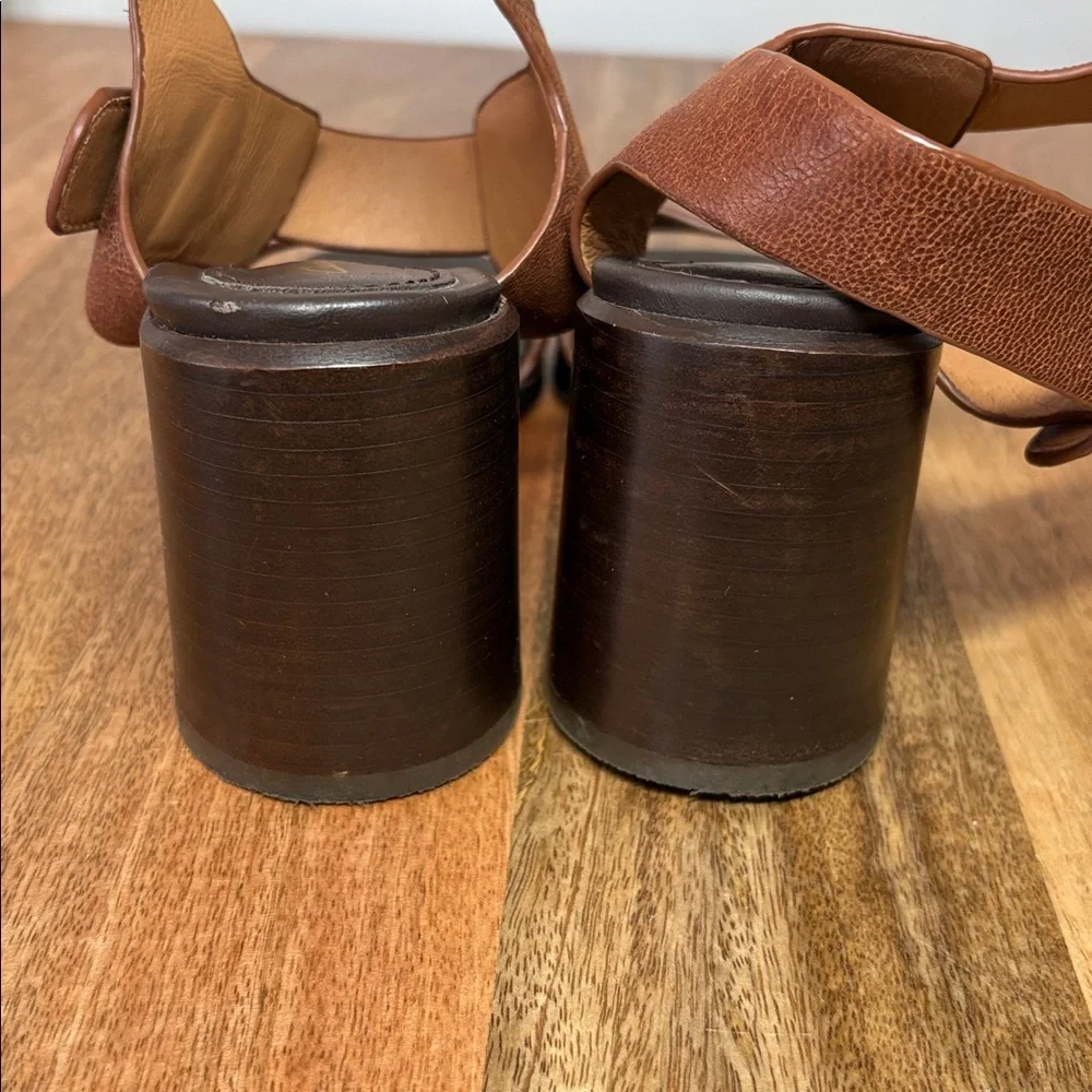 Clarks Brown Leather Block-Heeled Sandals Size 9.5